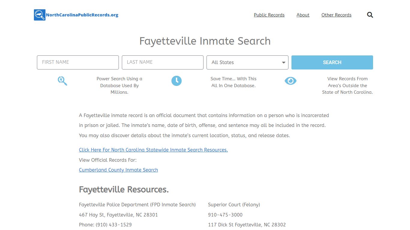 Fayetteville Inmate Search - FPD Current & Past Jail Records