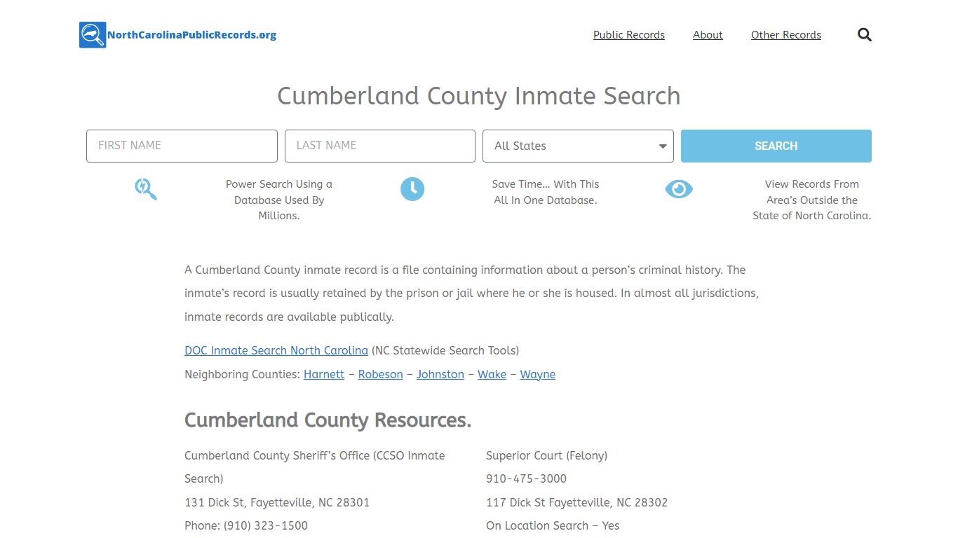 Cumberland County Inmate Search - North Carolina Public Records