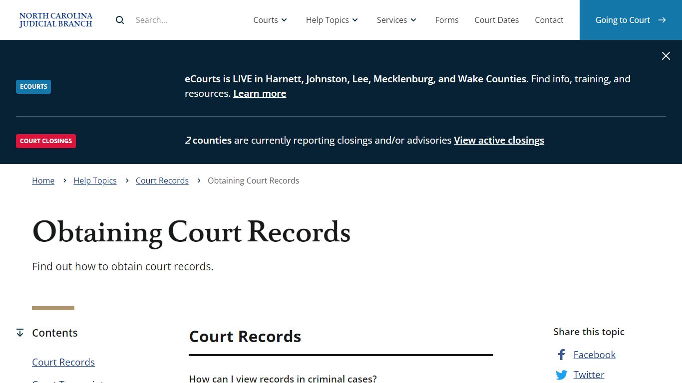 Obtaining Court Records | North Carolina Judicial Branch